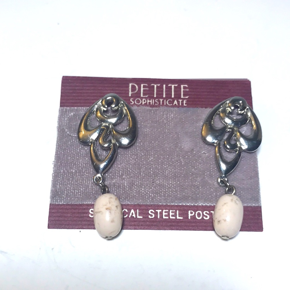 Petite Sophisticate silver tone earrings beaded office core